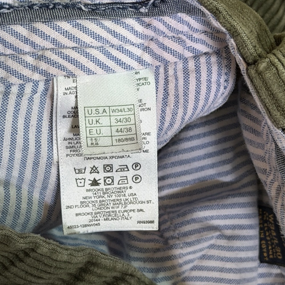 Brooks Brothers Clark Fit Fun Stretch Multicolor Corduroy Pants—34/30 (34/28.5) - Picture 4 of 11